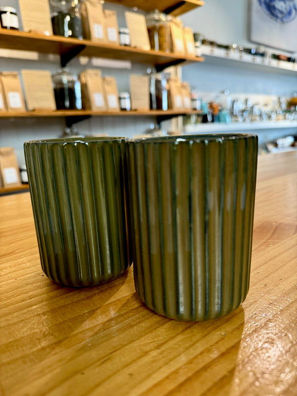 Ribbed Ceramic Retro Cups